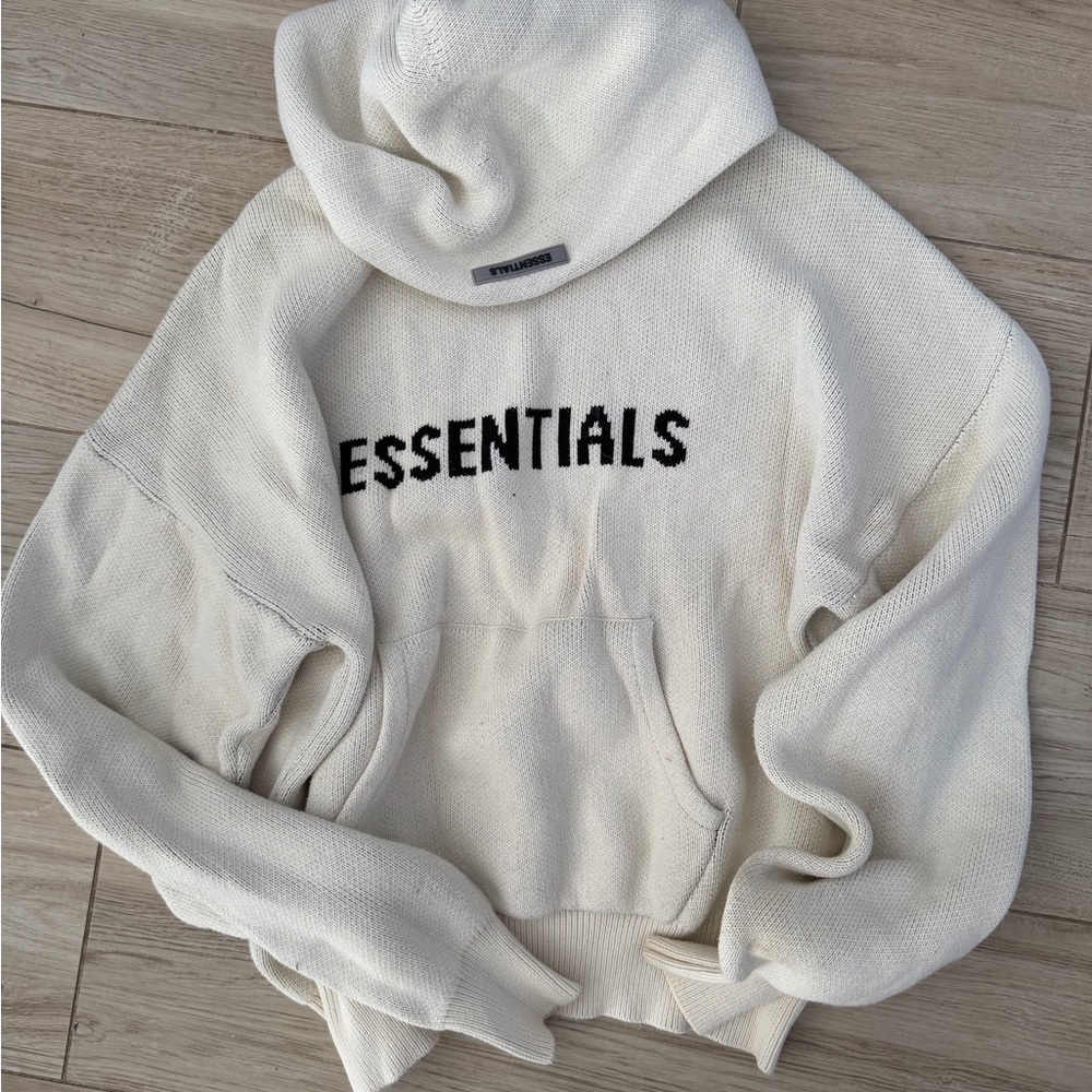 Essentials Cream Knit Hoodie